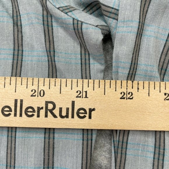 Levi's Western Snap Shirt Long Sleeve Gray Blue Striped Men M Polyester Pockets - Picture 7 of 8